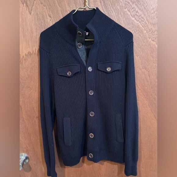 Banana Republic MERINO WOOL SWEATER JACKET Navy size S - Picture 1 of 7